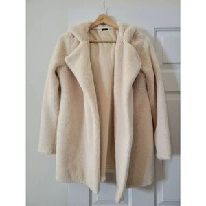 Brandy Melville Cream Faux Fur Open Jacket